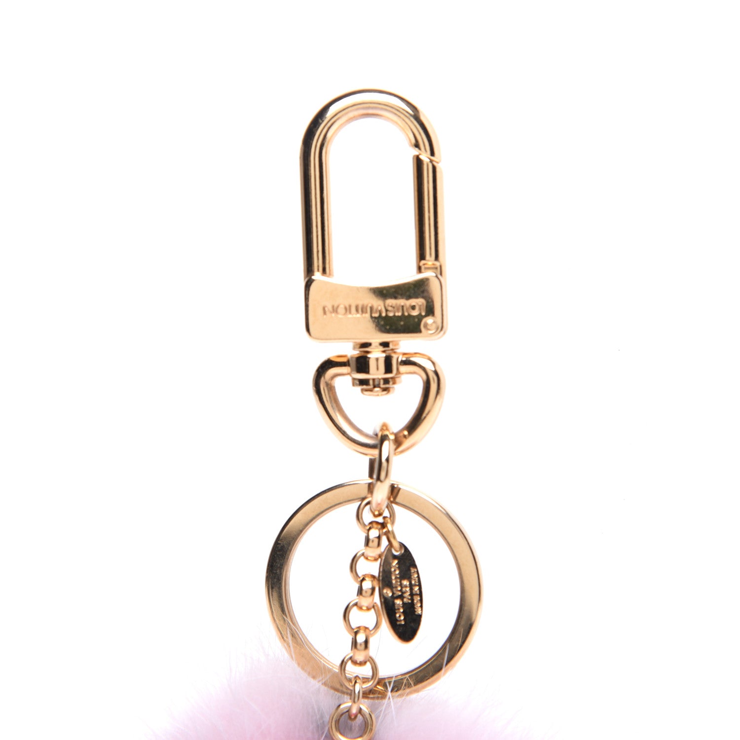 Louis Vuitton Resin Wood Mink Fur Vivienne Bag Charm Key Holder Pink 6 of 9