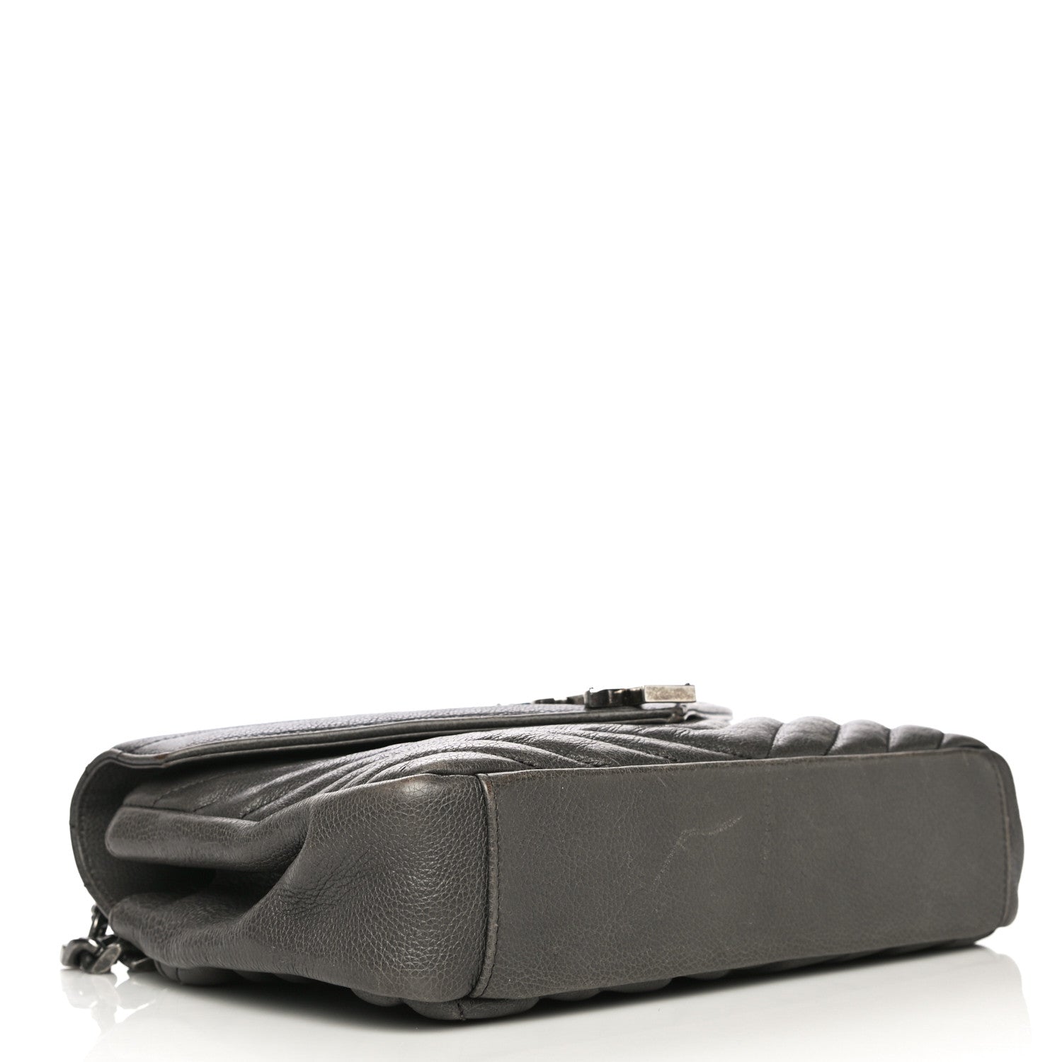 Saint Laurent Grained Calfskin Matelasse Chevron Monogram Medium College Bag Grey 3 of 18