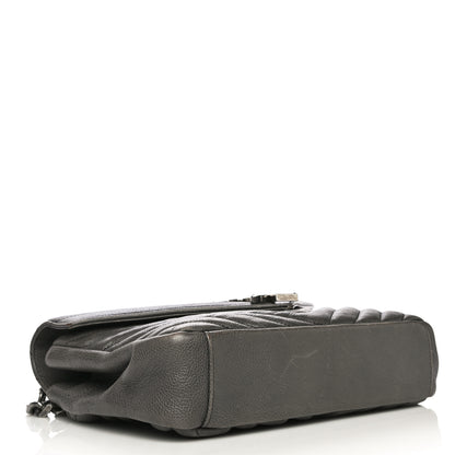 Saint Laurent Grained Calfskin Matelasse Chevron Monogram Medium College Bag Grey 3 of 18