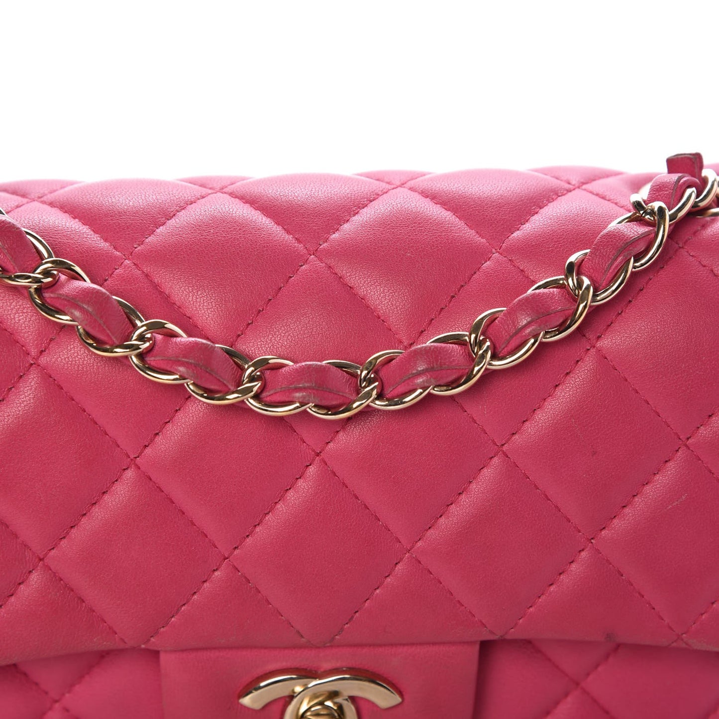 Lambskin Quilted Mini Rectangular Flap Dark Pink
