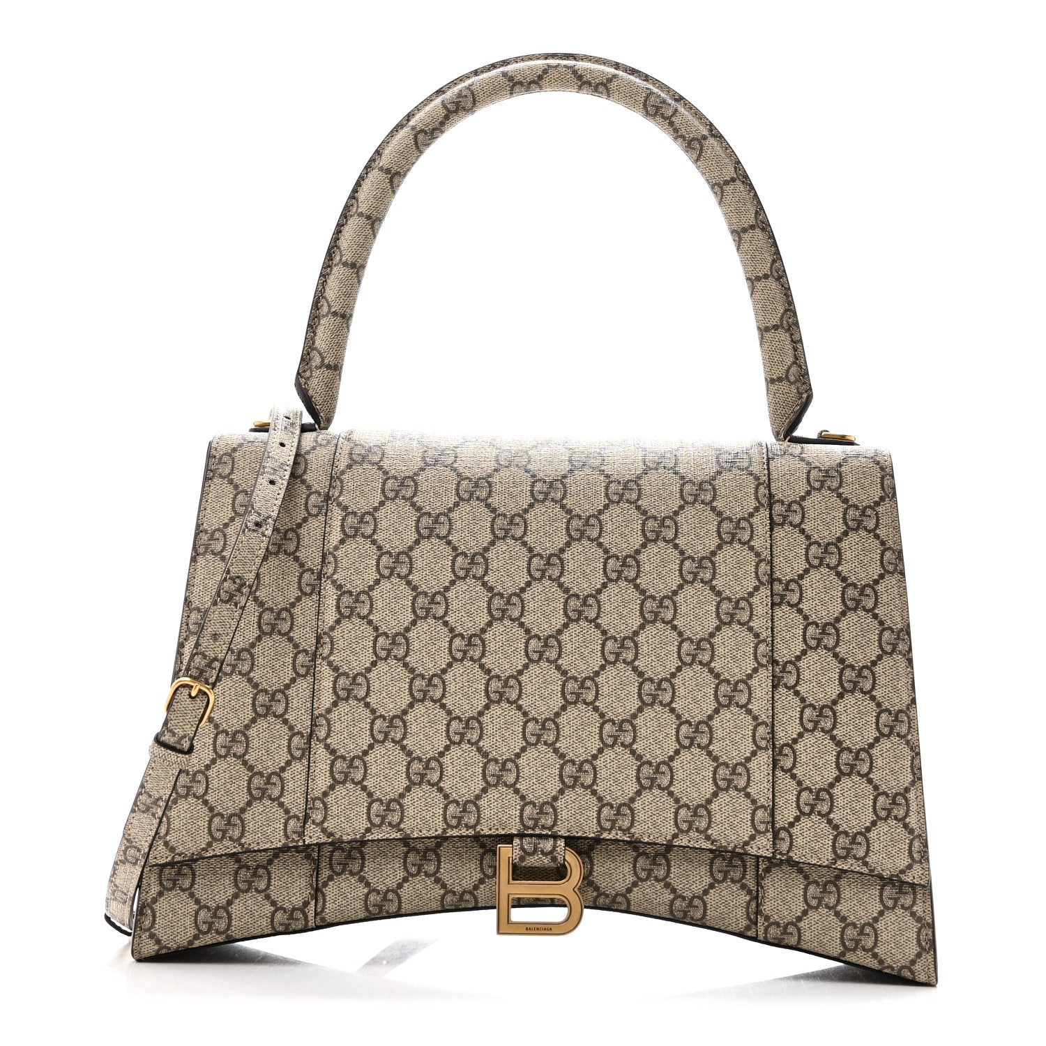 Balenciaga X GUCCI GG Supreme Monogram Medium Hourglass Top Handle Bag Beige Ebony 1 of 10