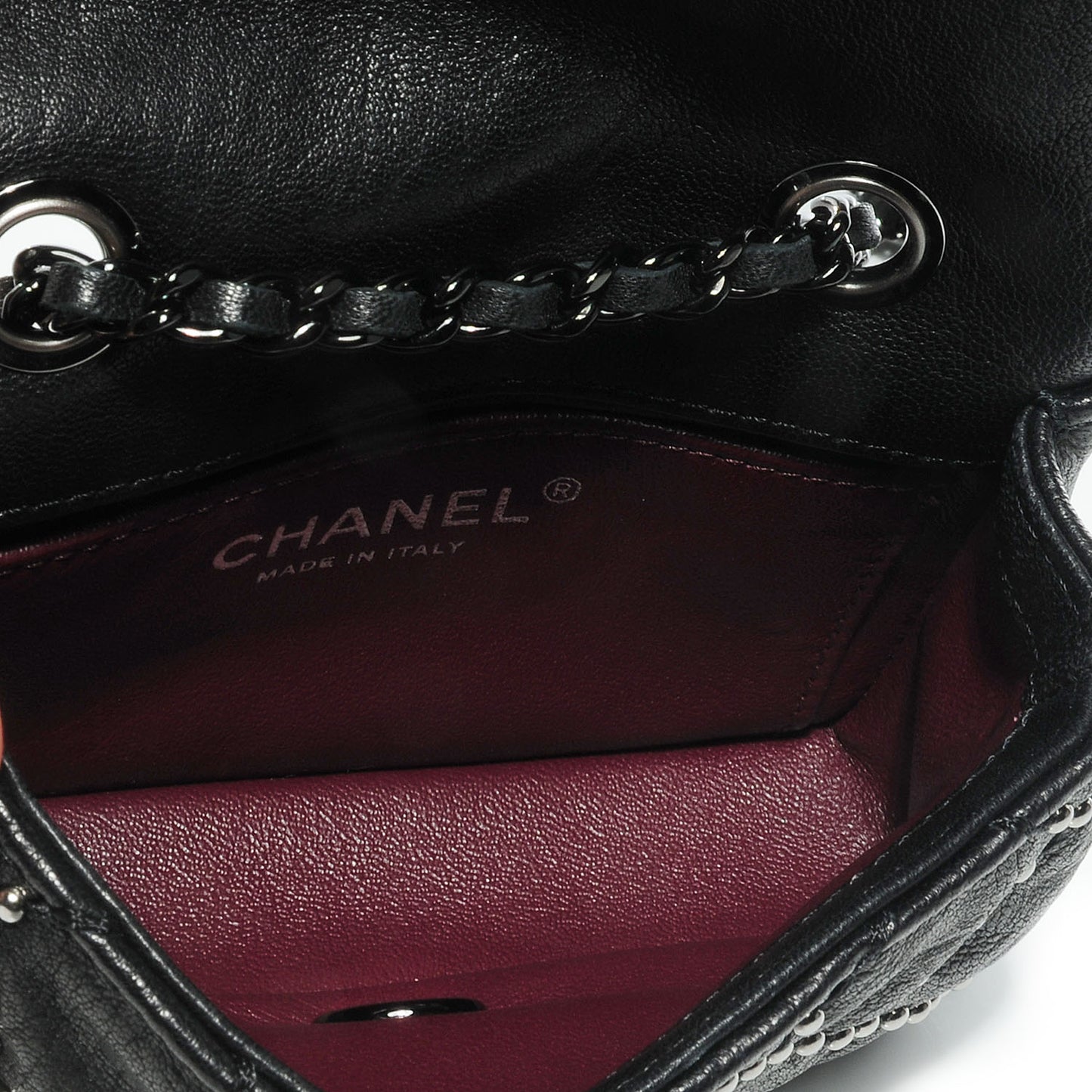 Lambskin Studded Metal Beauty Mini Flap Black
