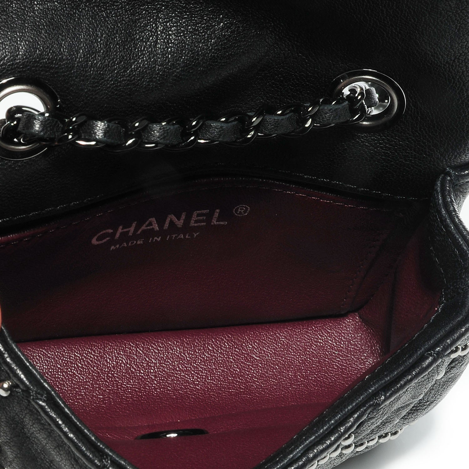 Chanel Lambskin Studded Metal Beauty Mini Flap Black 7 of 9