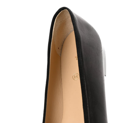 Chanel Lambskin Patent Cap Toe CC Ballerina Flats 40 Black 9 of 12