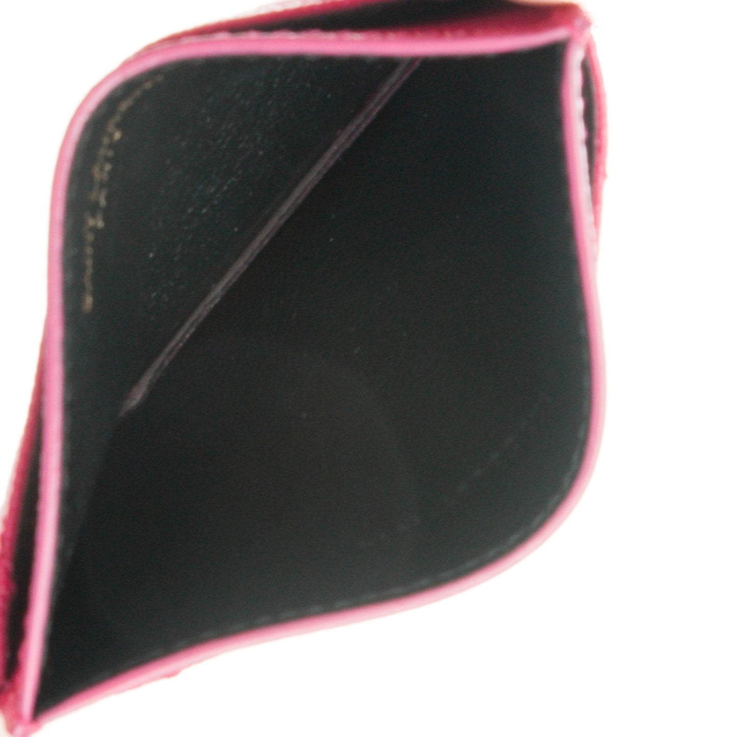 Grain De Poudre Matelasse Chevron Monogram Credit Card Case Lipstick Fuchsia