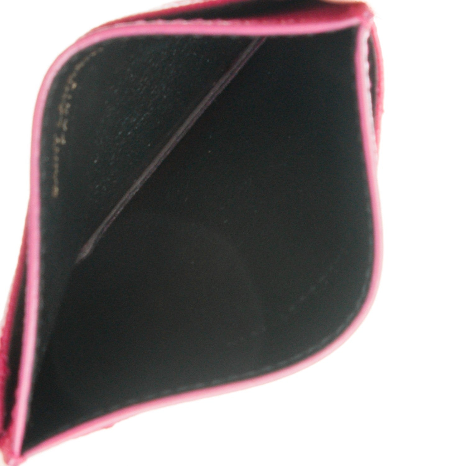 Saint Laurent Grain De Poudre Matelasse Chevron Monogram Credit Card Case Lipstick Fuchsia 5 of 7