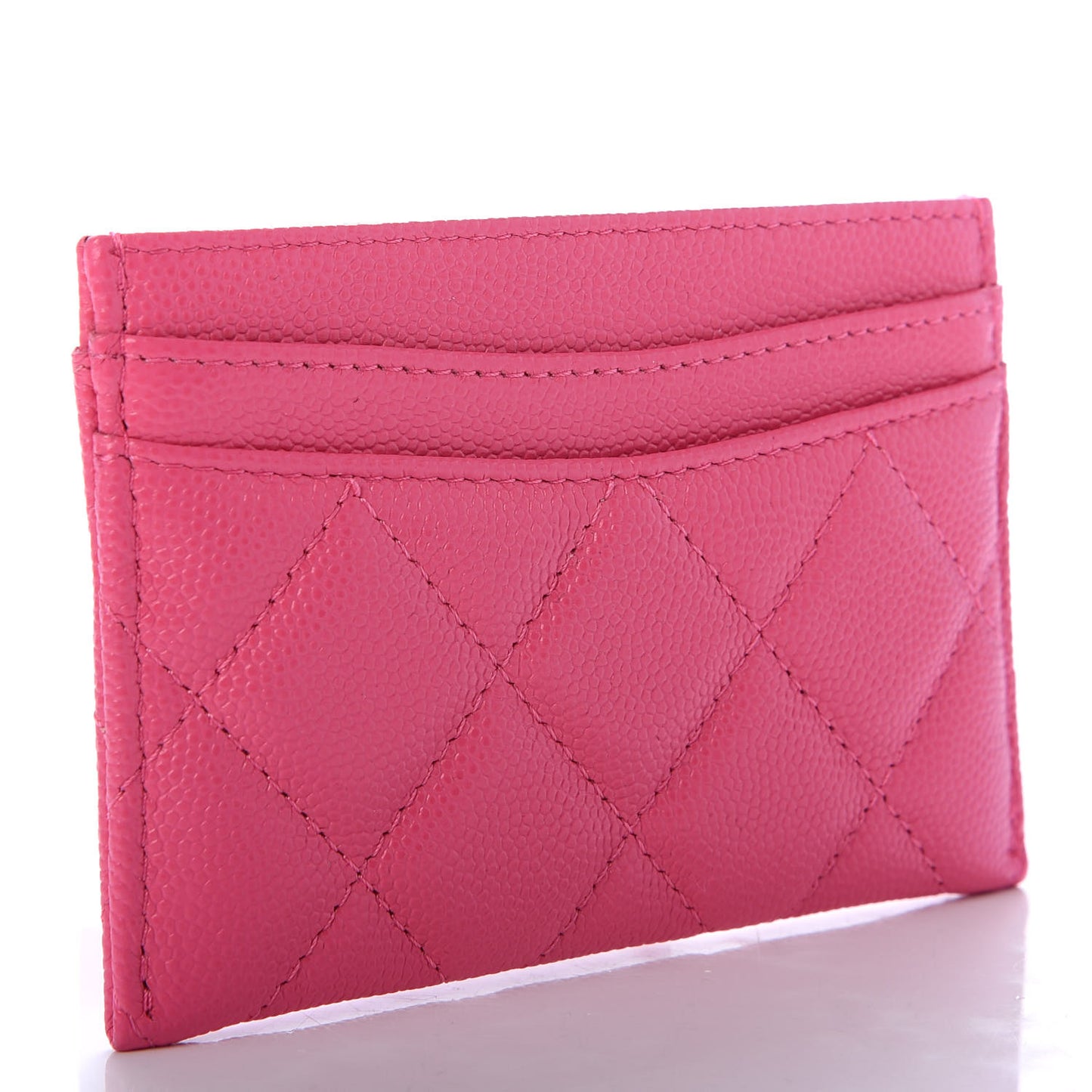 Caviar Quilted Card Holder Dark Pink