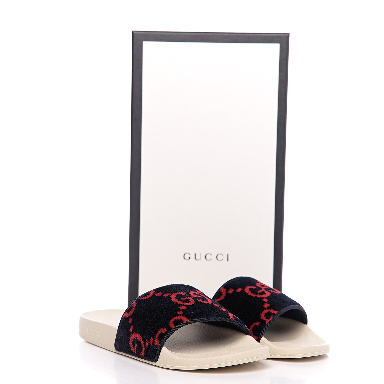 Gucci Terry Cloth GG Monogram Slide Sandals 36 Blue Red 7 of 7