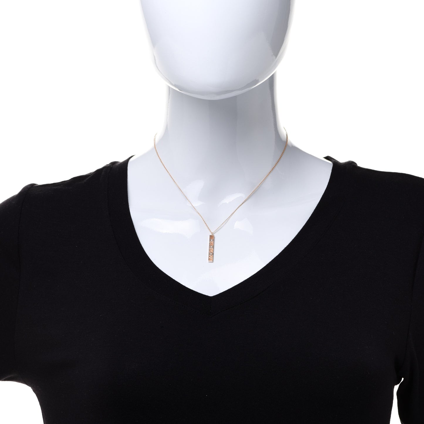 18K Rose Gold Diamond Atlas Bar Pendant Necklace