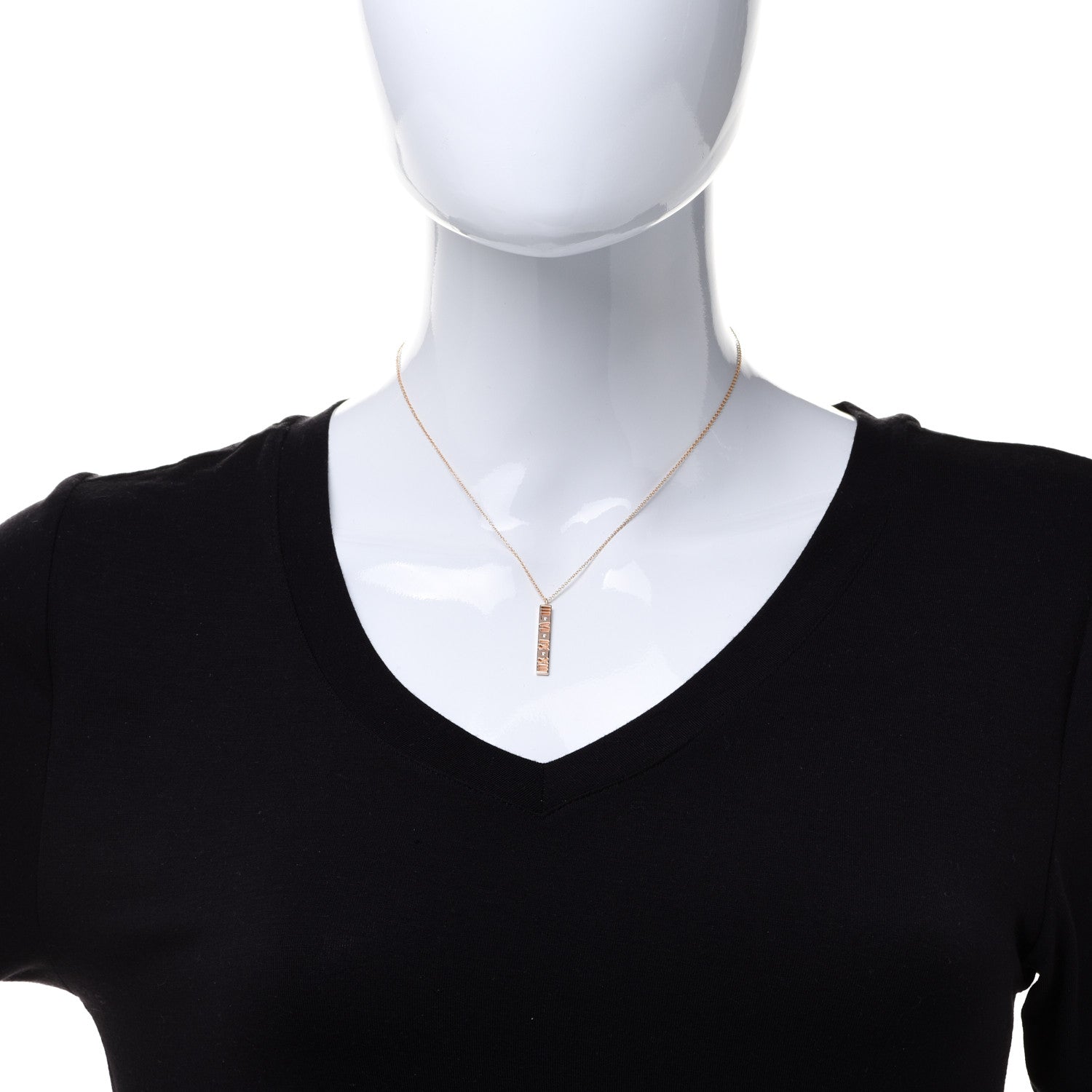 Tiffany 18K Rose Gold Diamond Atlas Bar Pendant Necklace 4 of 8