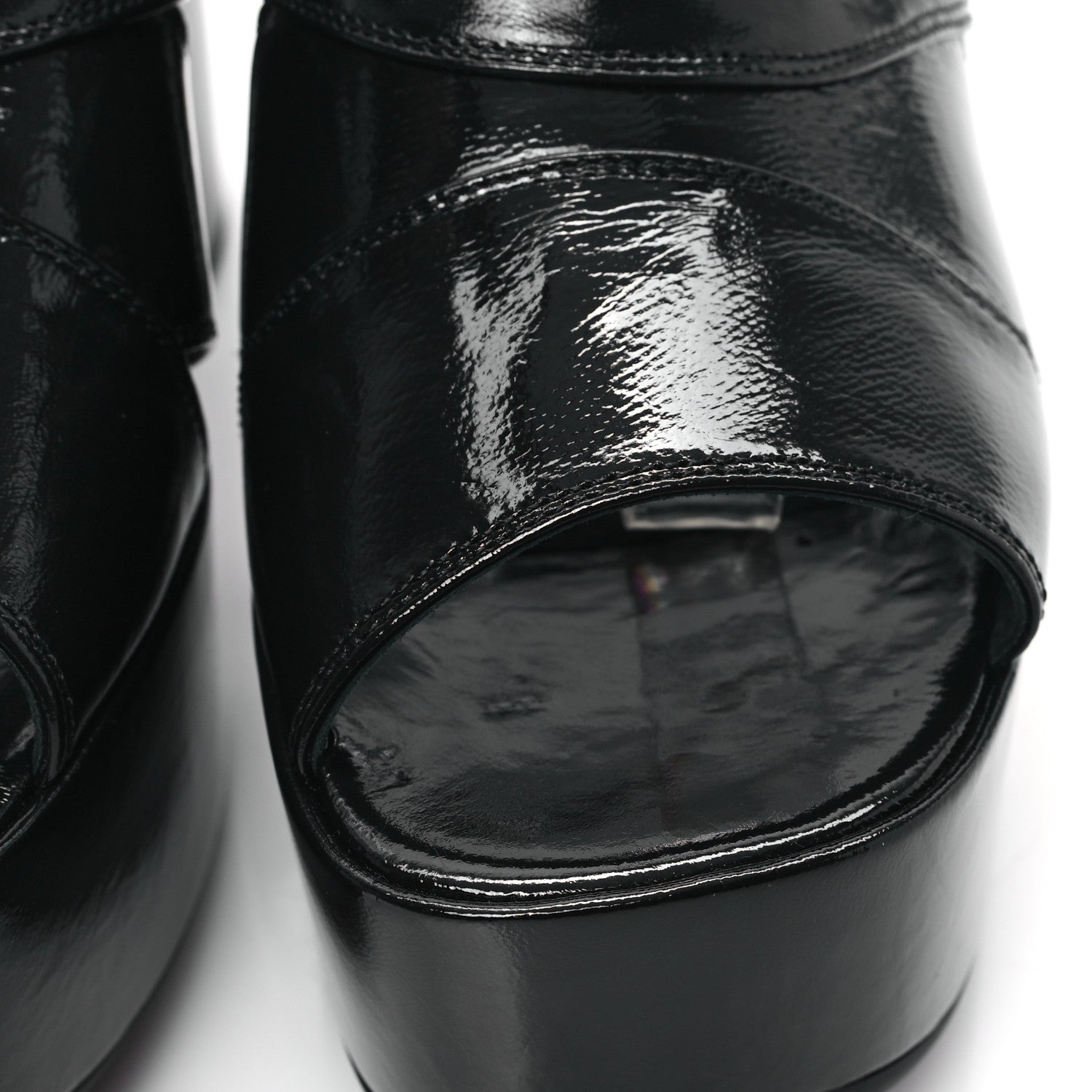 Chanel Crumpled Patent Lambskin Platform Sandals 41 Black 9 of 9