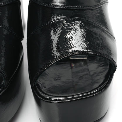 Chanel Crumpled Patent Lambskin Platform Sandals 41 Black 9 of 9