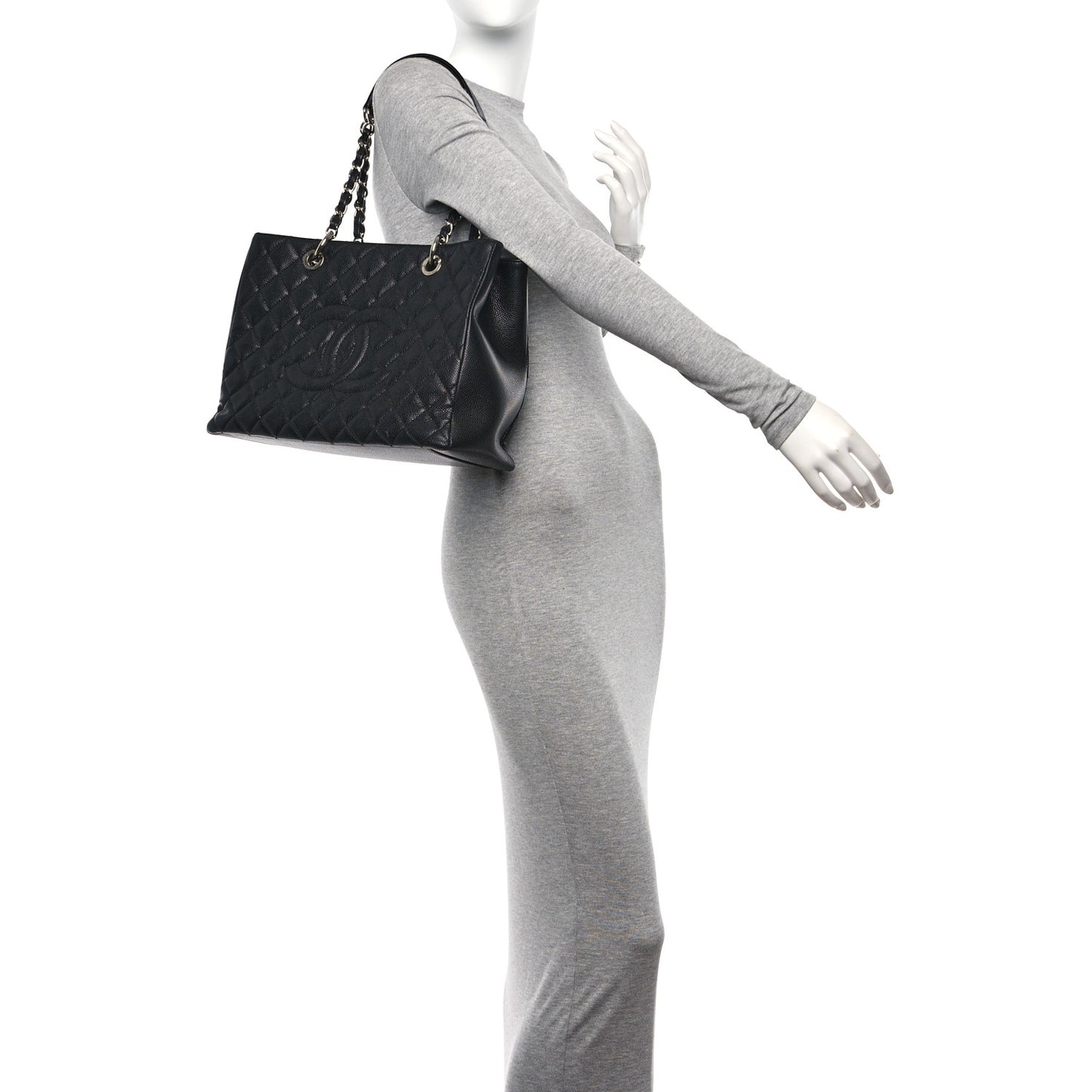 Caviar Quilted Grand Shopping Tote GST Black