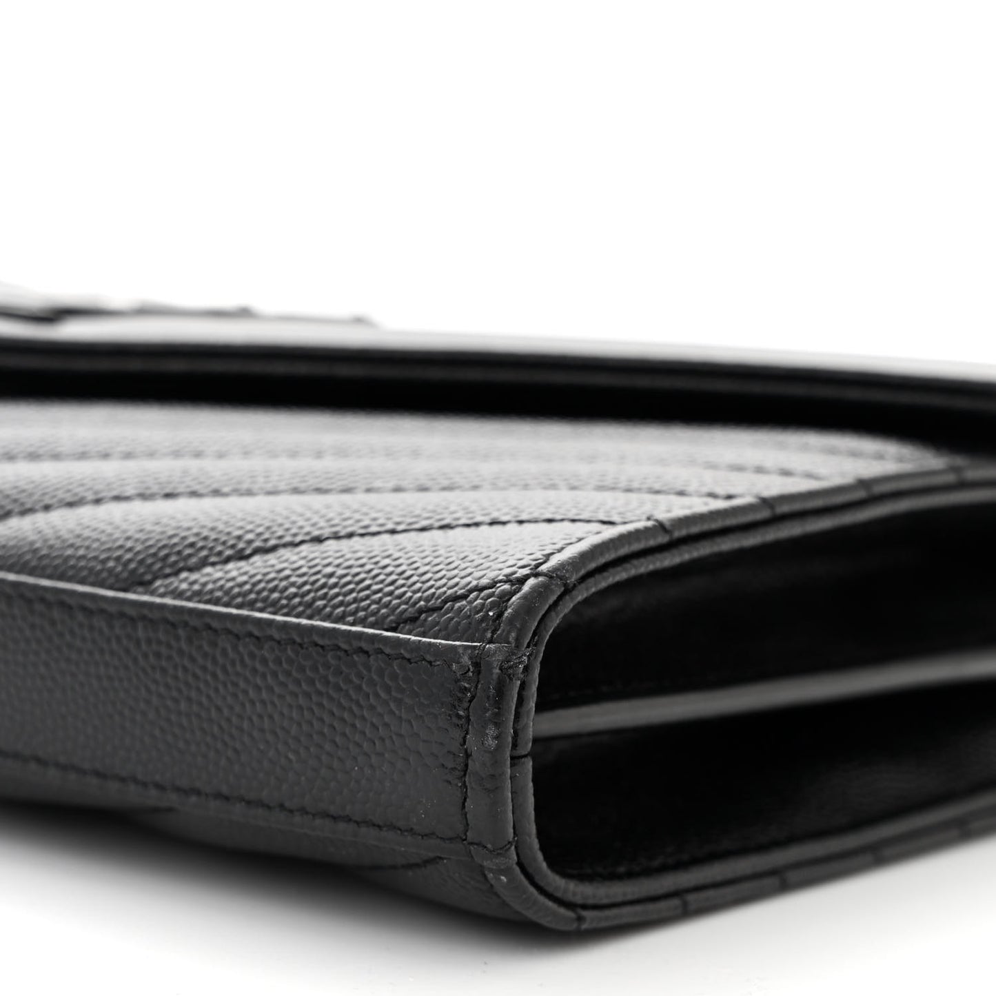 Grain De Poudre Matelasse Chevron Monogram Monochrome Chain Wallet Black