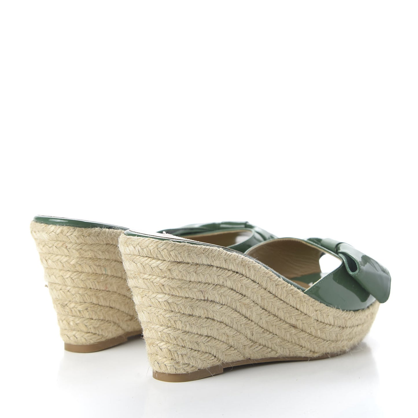 Patent Mena Bow Espadrille Wedges 39 Green