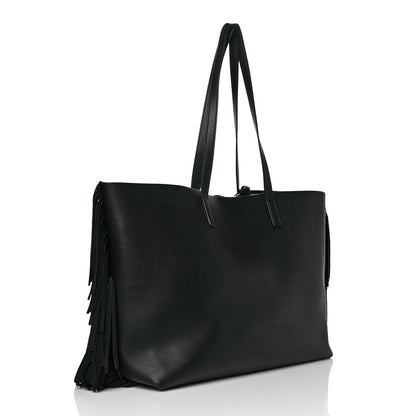 Saint Laurent Calfskin Large Fringe Shopping Tote Black 4 of 9