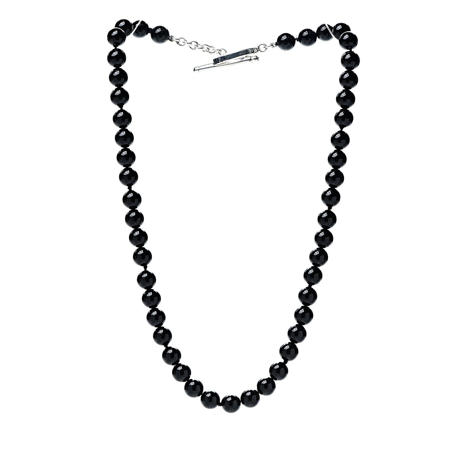 Sterling Silver Black Onyx Bead Toggle Necklace
