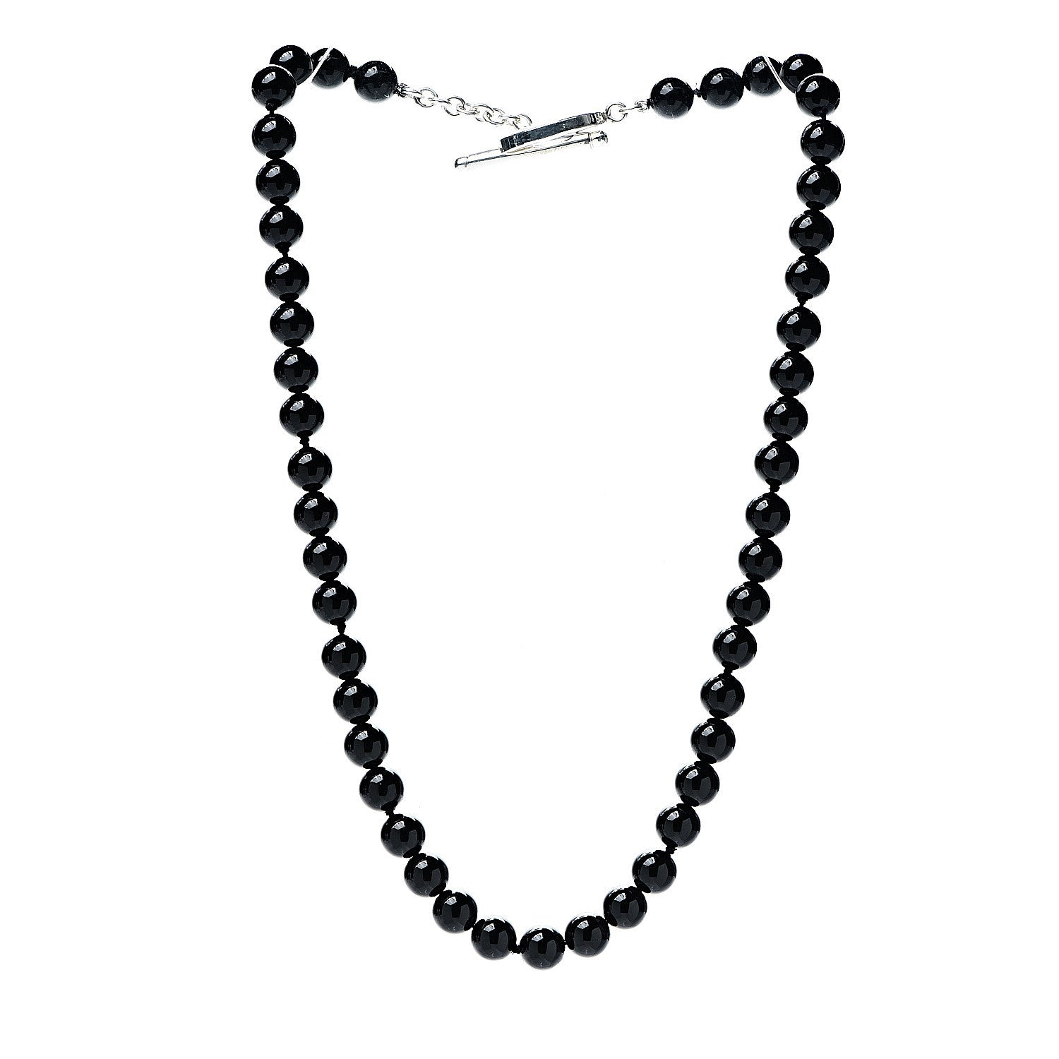 Tiffany Sterling Silver Black Onyx Bead Toggle Necklace 2 of 3