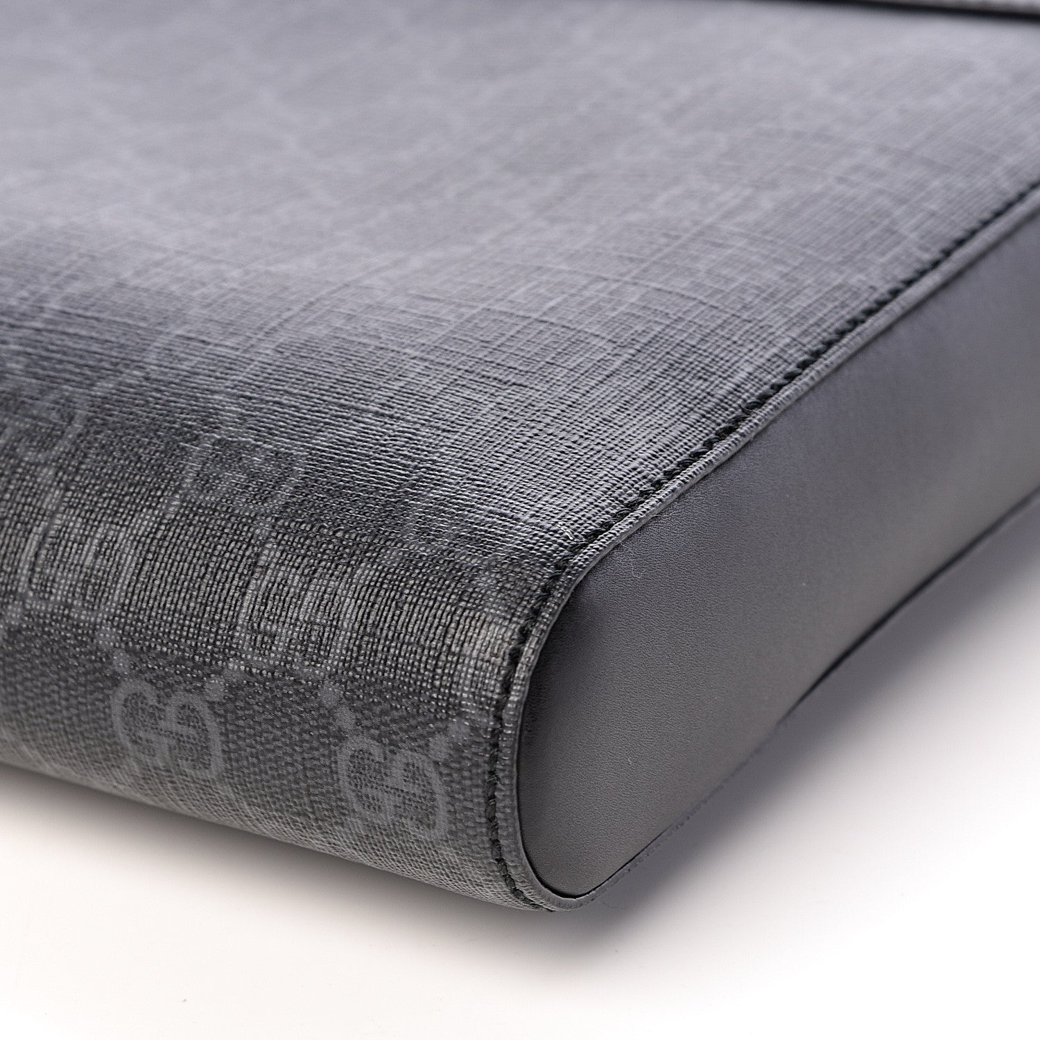 Gucci GG Supreme Monogram Appia Calfskin Web Flat Messenger Bag Black Grey 9 of 10