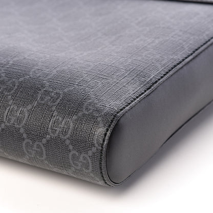 Gucci GG Supreme Monogram Appia Calfskin Web Flat Messenger Bag Black Grey 9 of 10