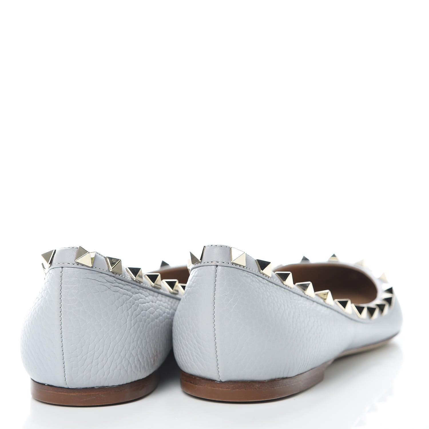 Valentino Garavani Pebbled Calfskin Rockstud Ballerina Flats 39 Opal Grey 4 of 7