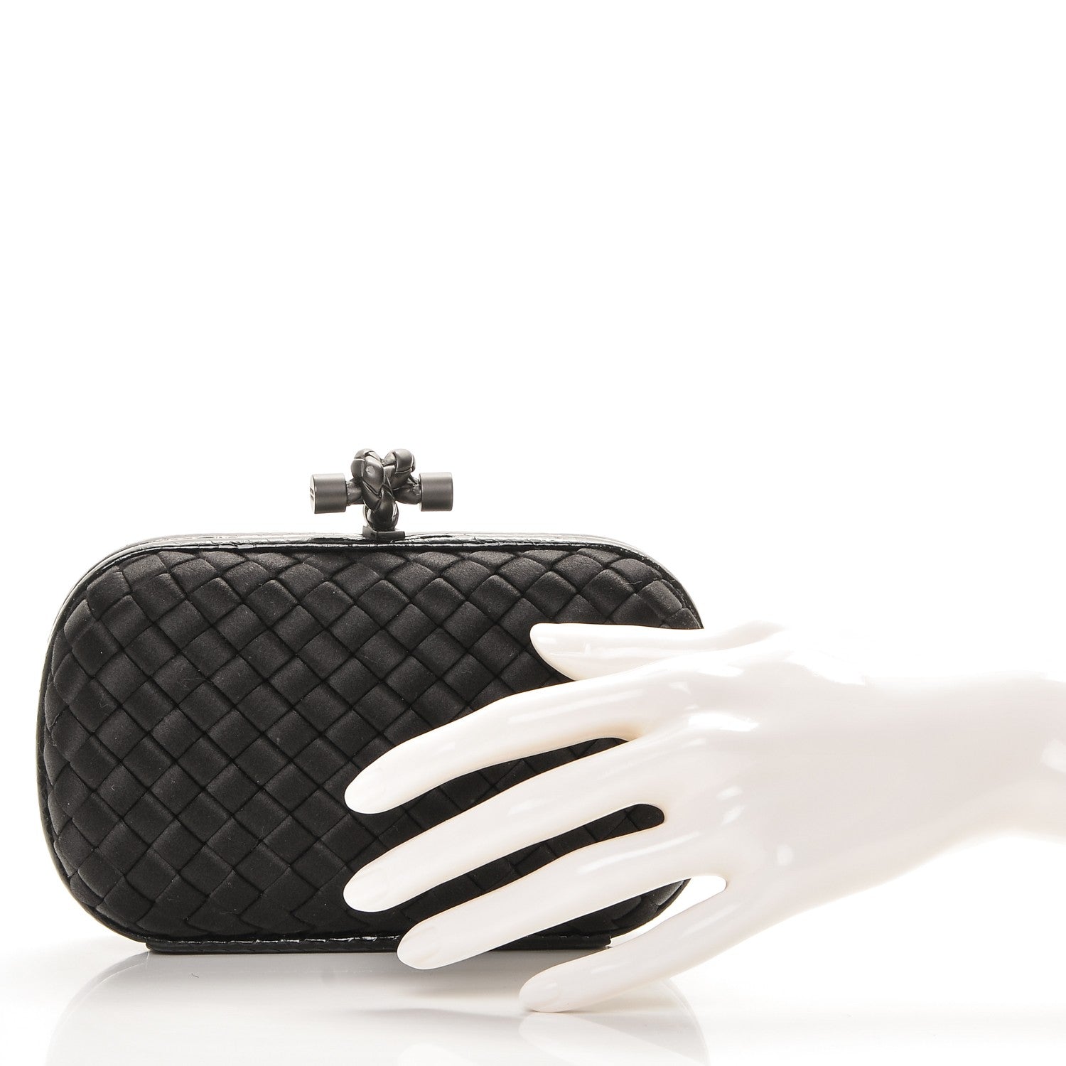 Bottega Veneta Satin Intreccio Impero Ayers Knot Clutch Black 2 of 6