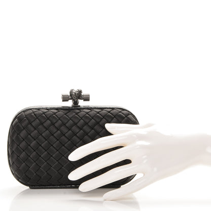 Bottega Veneta Satin Intreccio Impero Ayers Knot Clutch Black 2 of 6