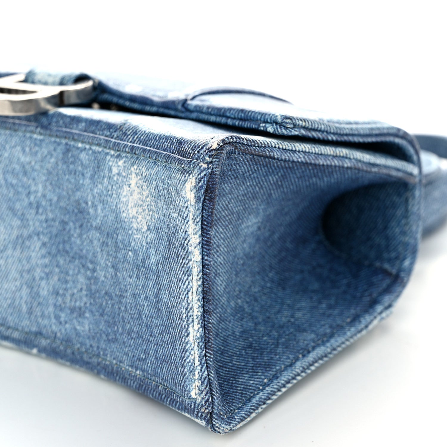 Balenciaga Nappa Denim Printed Hourglass Top Handle Bag XS Denim Blue 9 of 9