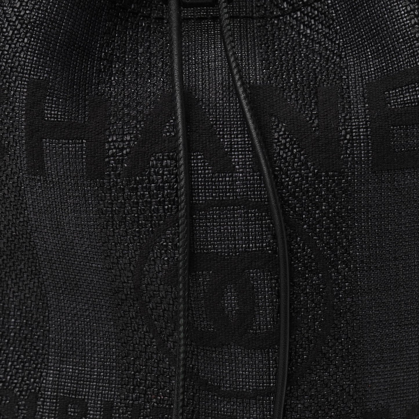 Mixed Fibers Stripe Deauville Drawstring Bag Black