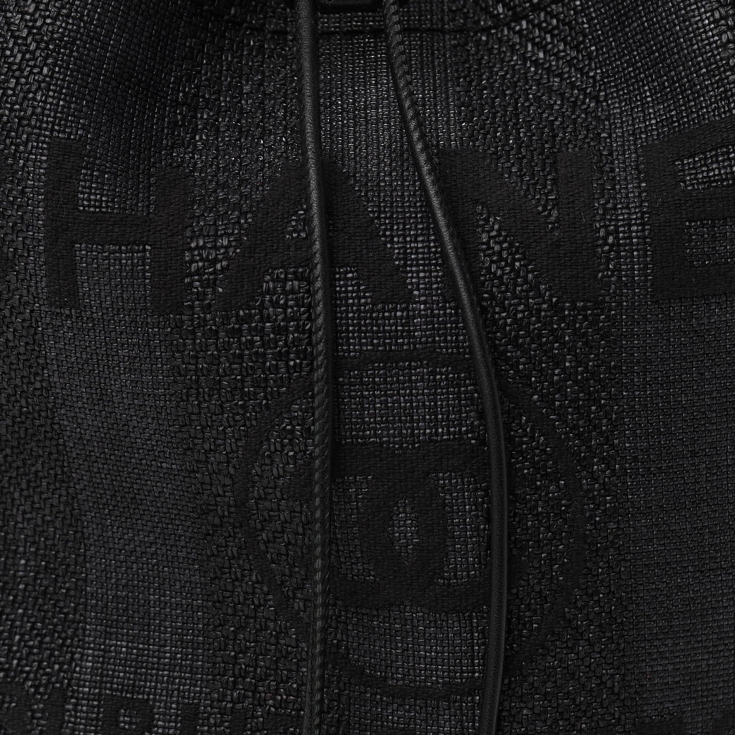 Chanel Mixed Fibers Stripe Deauville Drawstring Bag Black 8 of 10