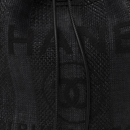 Chanel Mixed Fibers Stripe Deauville Drawstring Bag Black 8 of 10
