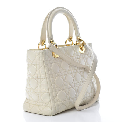 Christian Dior Lambskin Cannage Medium Lady Dior White 3 of 15
