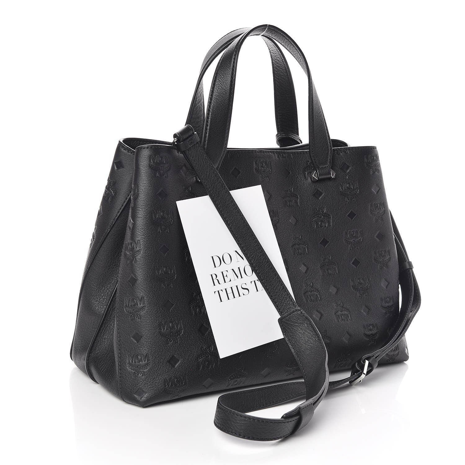 MCM Calfskin Ottomar Monogram Large Essential Tote Black 4 of 10