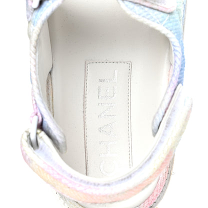Chanel Printed Fabric Quilted Dad Sandals 36 Green Pink Blue 7 of 11