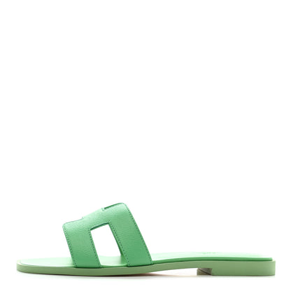 Hermes Epsom Oran Sandals 36.5 Vert Pomme 1 of 9