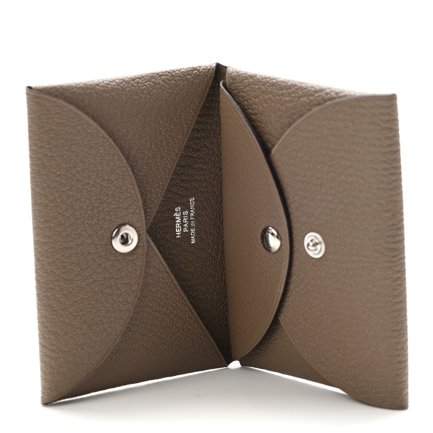 Hermes Chevre Mysore Calvi Duo Card Case Etoupe 6 of 6