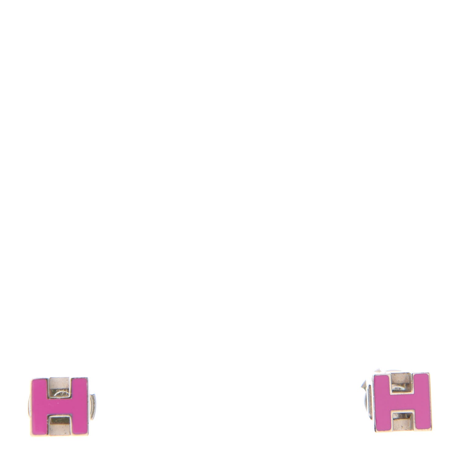Hermes Palladium Lacquered Cage d'H Earrings Rose Indien 1 of 6