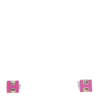 Hermes Palladium Lacquered Cage d'H Earrings Rose Indien 1 of 6