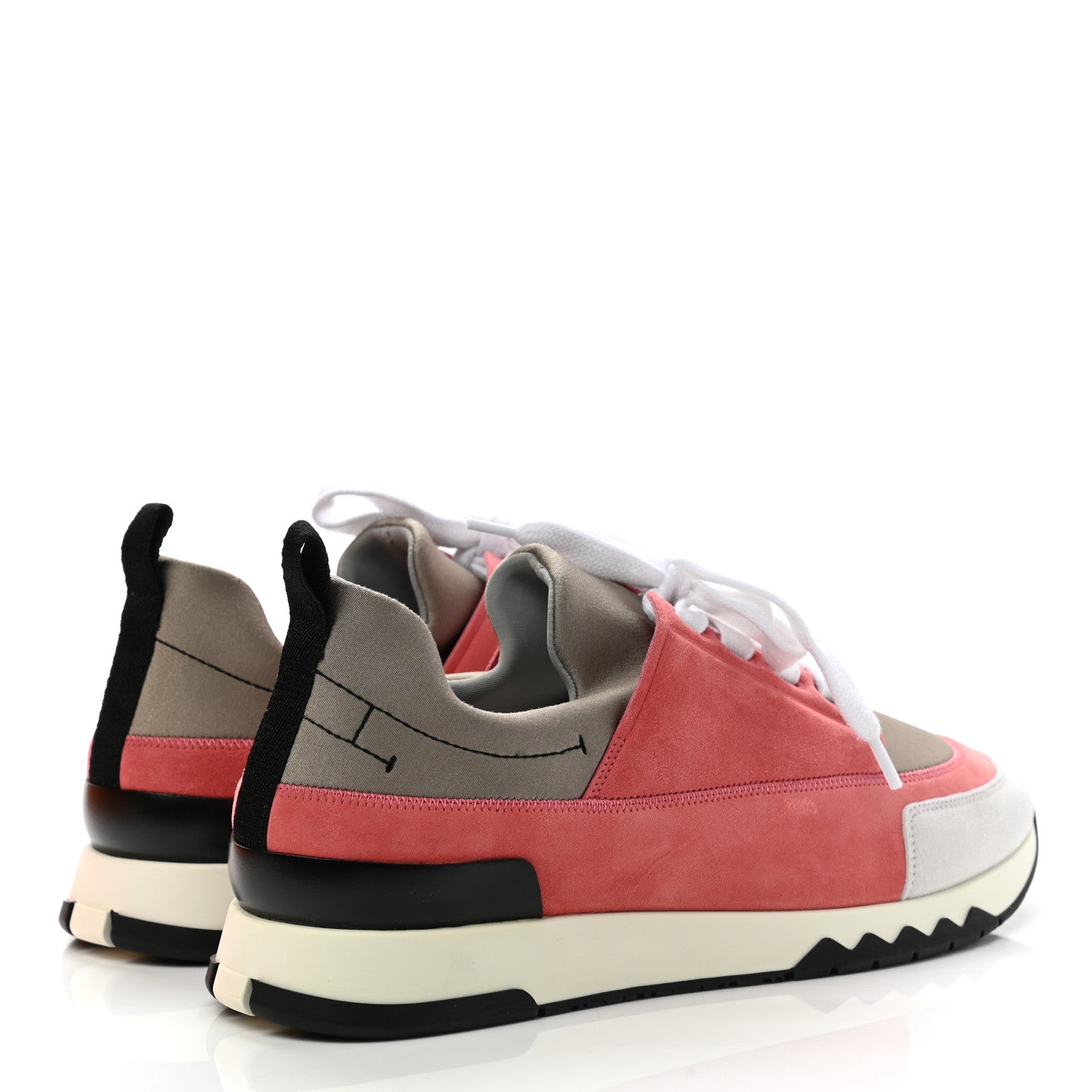 Hermes Technical Canvas Suede Goatskin Womens Stadium Sneakers 37 Grey Multicolor 4 of 9