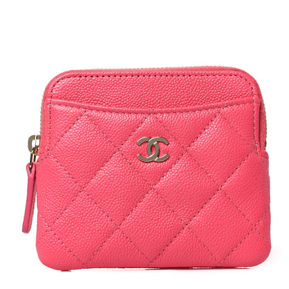 Chanel Caviar Quilted Zip Card Holder Wallet Pink 1 of 8