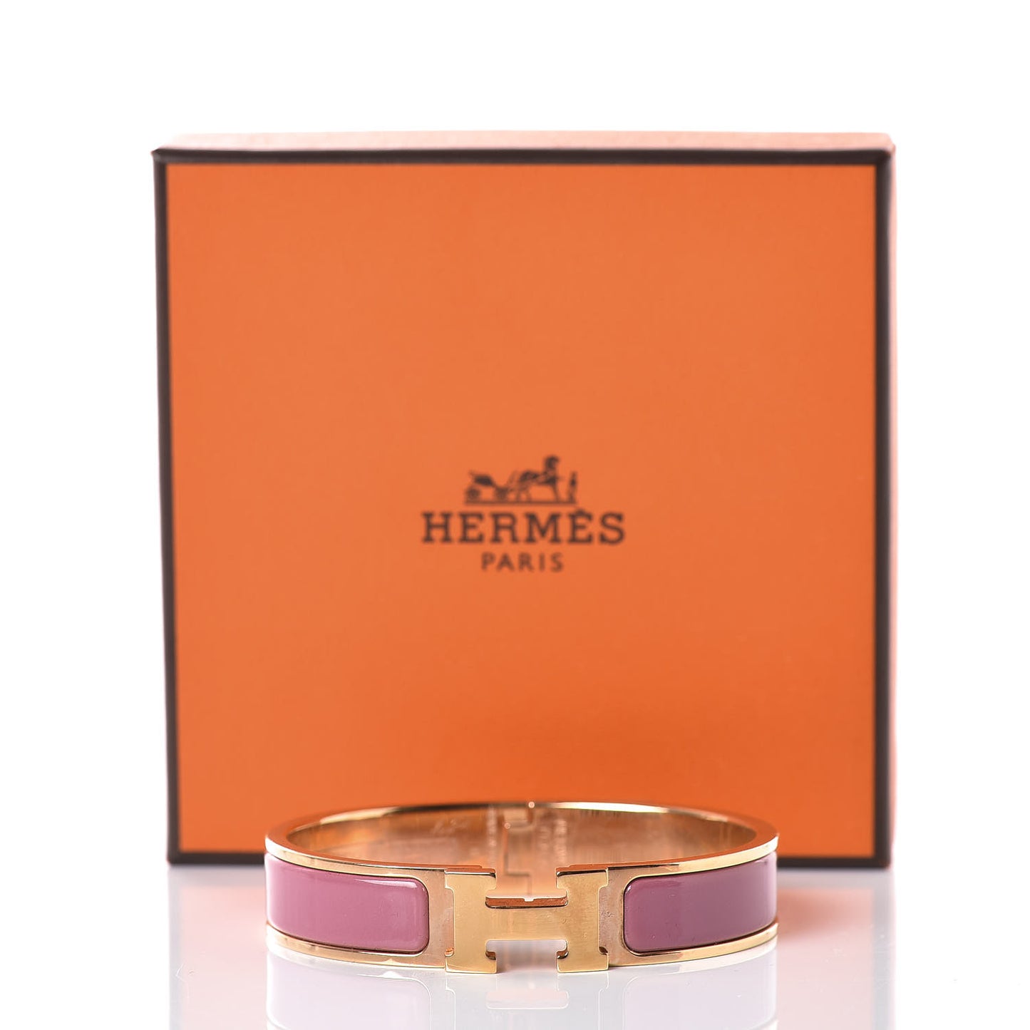 Enamel Narrow Clic Clac H Bracelet PM Rose Velours