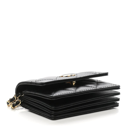 Chanel Lambskin Quilted Flap Card Holder With Cuff Black 5 of 12