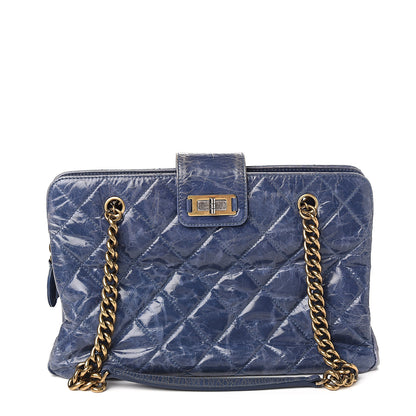 Chanel Glazed Crackled Calfskin Small Reissue Tote Blue 1 of 11