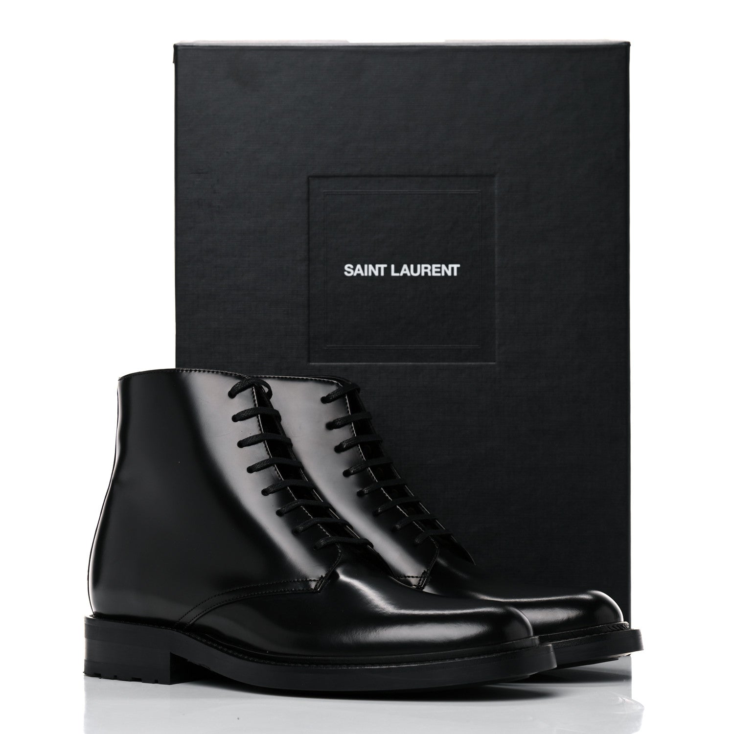 Saint Laurent Calfskin Womens Army Combat Boots 39 Black 9 of 9