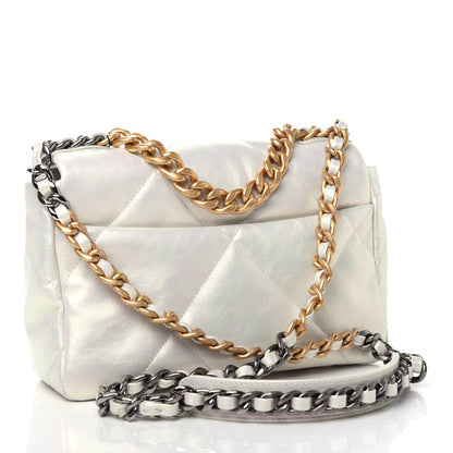 Chanel Iridescent Calfskin Quilted Medium Chanel 19 Flap White 3 of 11