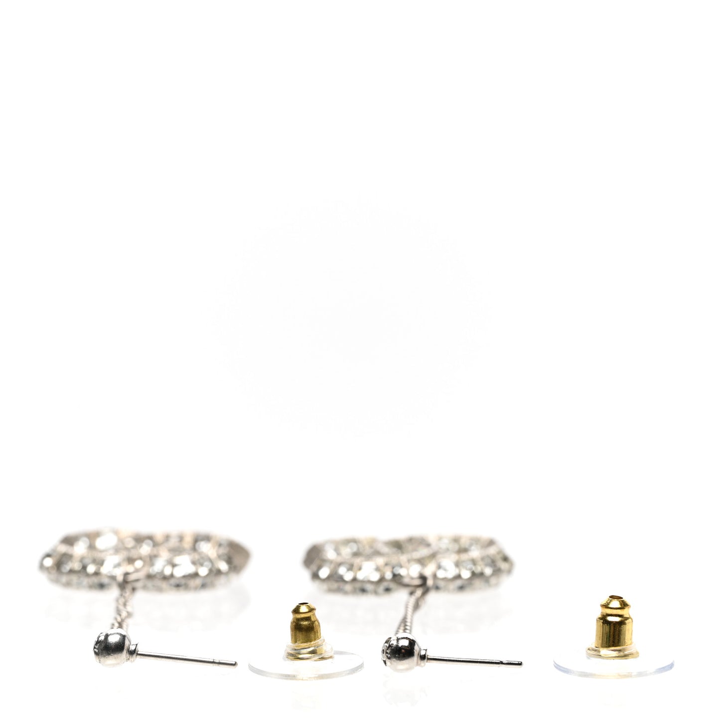 Baguette Crystal CC Drop Earrings Silver