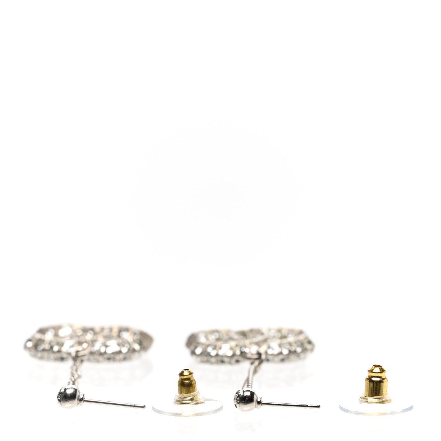 Chanel Baguette Crystal CC Drop Earrings Silver 3 of 5