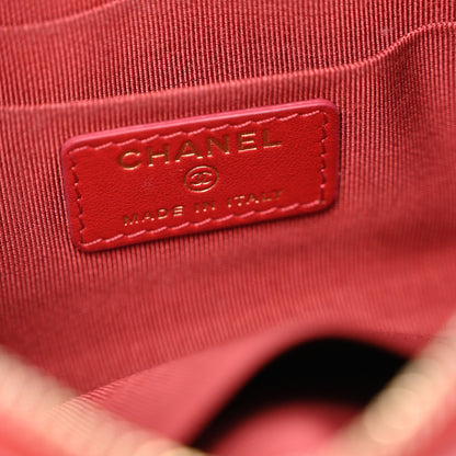 Chanel Caviar Camellia Embossed Cosmetic Pouch Red 6 of 10
