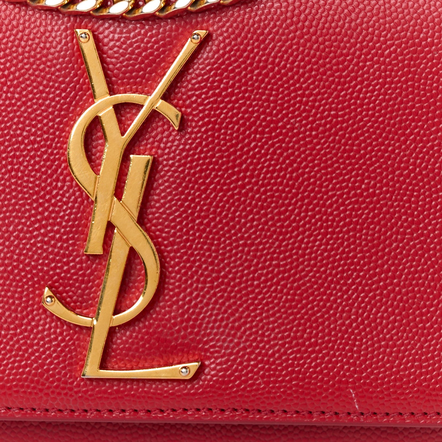 Saint Laurent Grain De Poudre Small Monogram Kate Satchel Red 9 of 11