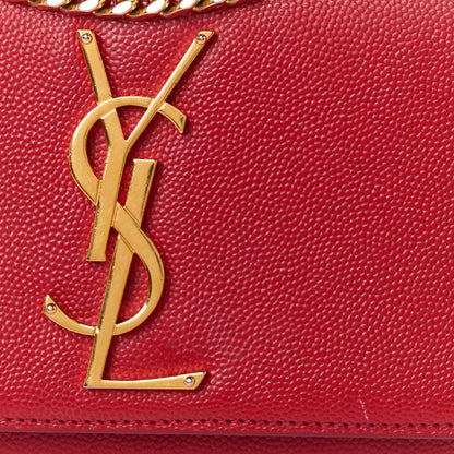Saint Laurent Grain De Poudre Small Monogram Kate Satchel Red 9 of 11